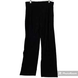 Eileen Fisher Black Knit Pants Medium Elastic Waist Easy Up Straight Leg
